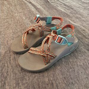 Chaco Sandals with Vibrant Orange and Teal Straps
